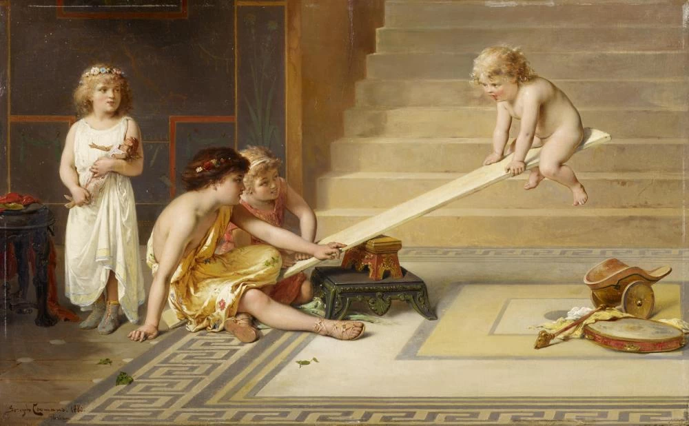 Pierre Olivier Joseph Coomans - Bambini che giocano in un interno antico
